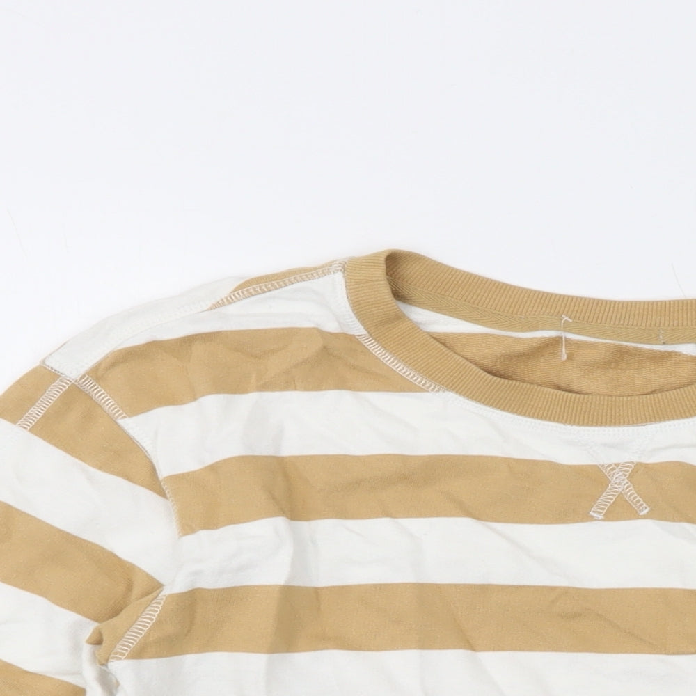 Next Womens Beige Striped Cotton Pullover Sweatshirt Size XS Pullover