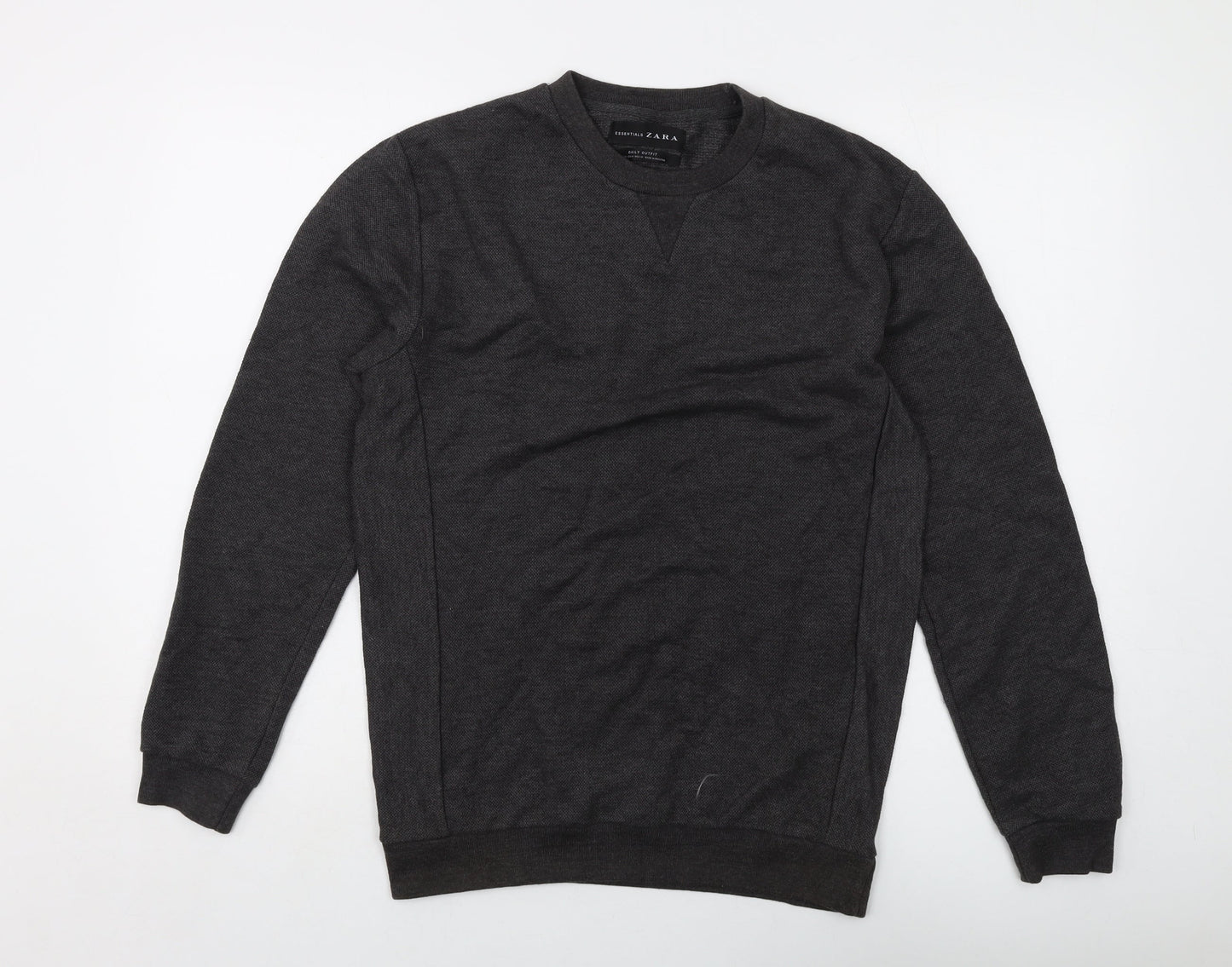 Zara Mens Grey Cotton Pullover Sweatshirt Size M