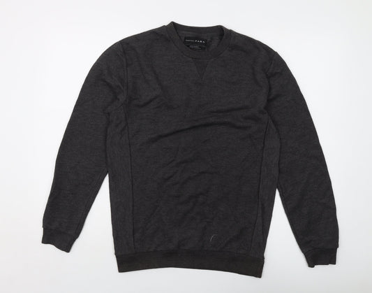 Zara Mens Grey Cotton Pullover Sweatshirt Size M
