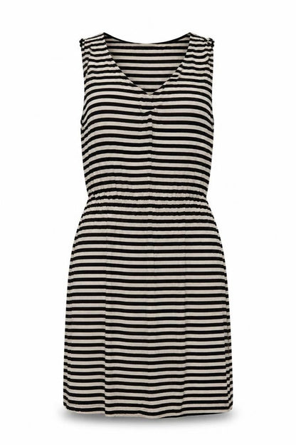 H&M Womens Beige Striped Viscose A-Line Size M Round Neck Pullover