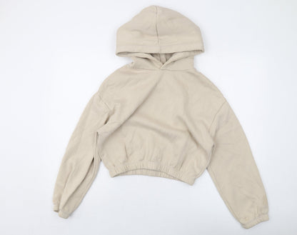 Zara Womens Beige Cotton Pullover Hoodie Size S Pullover
