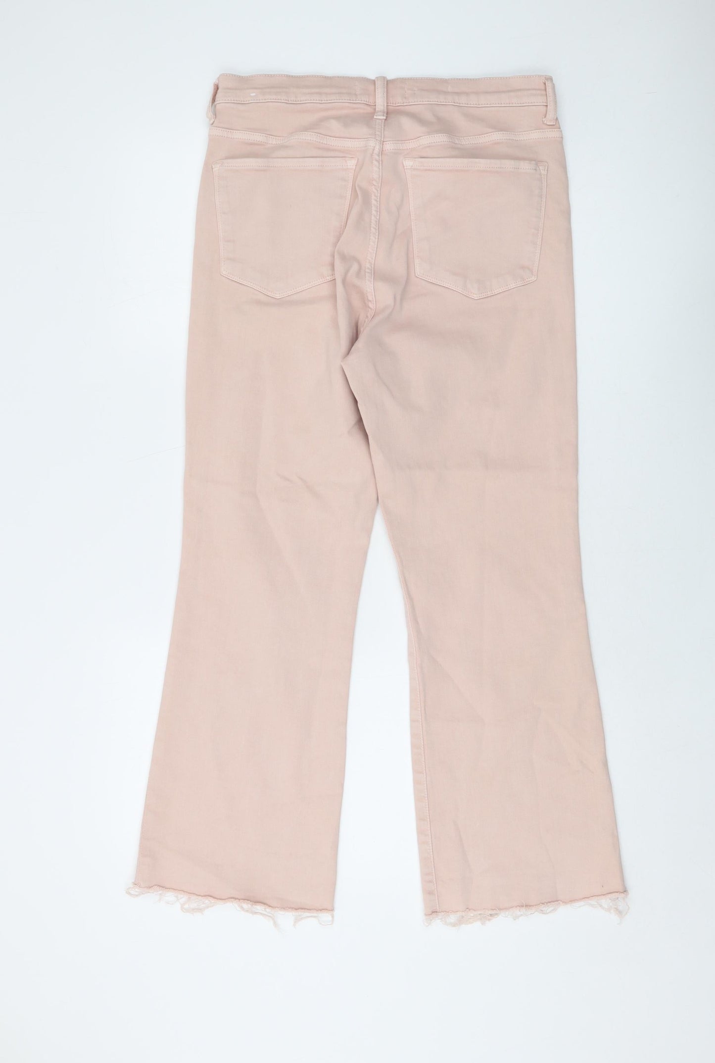 Mango Womens Pink Cotton Bootcut Jeans Size 14 L26 in Regular Button