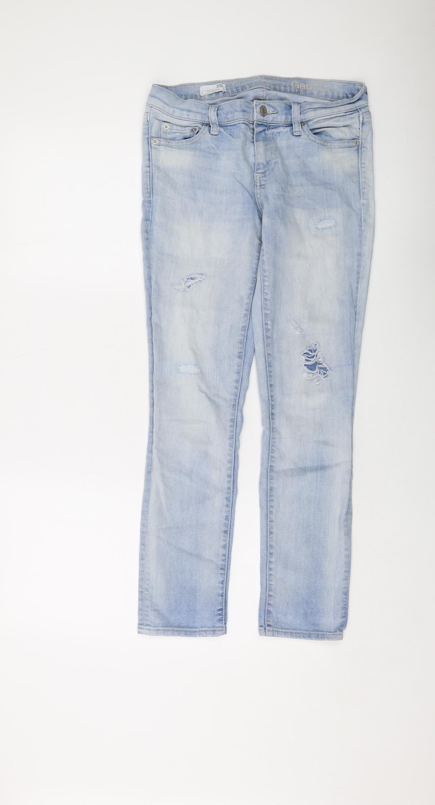 Gap Womens Blue Cotton Straight Jeans Size 25 in L28 in Regular Button