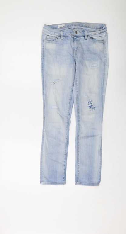 Gap Womens Blue Cotton Straight Jeans Size 25 in L28 in Regular Button