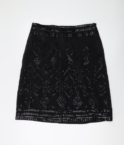 Monsoon Womens Beige Viscose A-Line Skirt Size 14 Zip