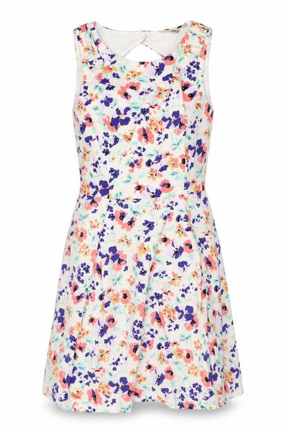Kellly Break Womens Multicoloured Floral Cotton A-Line Size 12 Round Neck Button