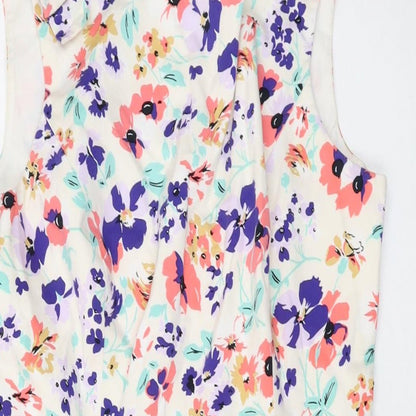 Kellly Break Womens Multicoloured Floral Cotton A-Line Size 12 Round Neck Button