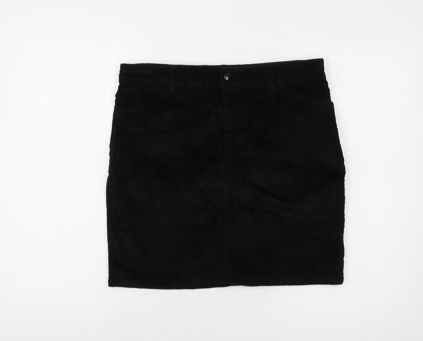Pieces Womens Black Cotton Mini Skirt Size L Button