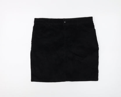Pieces Womens Black Cotton Mini Skirt Size L Button