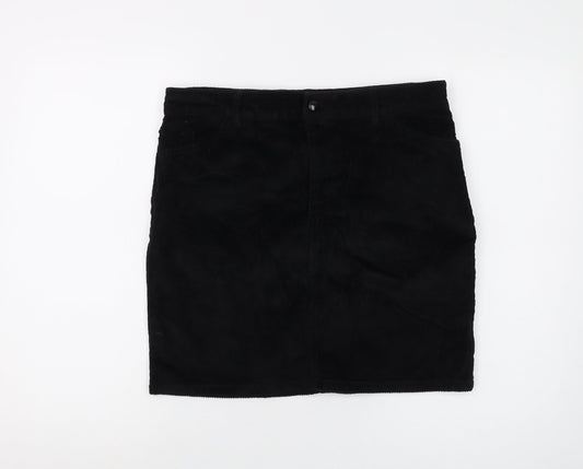 Pieces Womens Black Cotton Mini Skirt Size L Button