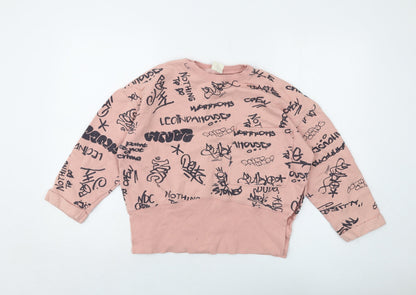 Zara Girls Pink Geometric Cotton Pullover Sweatshirt Size 9-10 Years Pullover