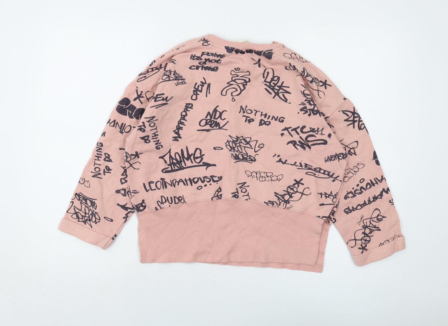 Zara Girls Pink Geometric Cotton Pullover Sweatshirt Size 9-10 Years Pullover