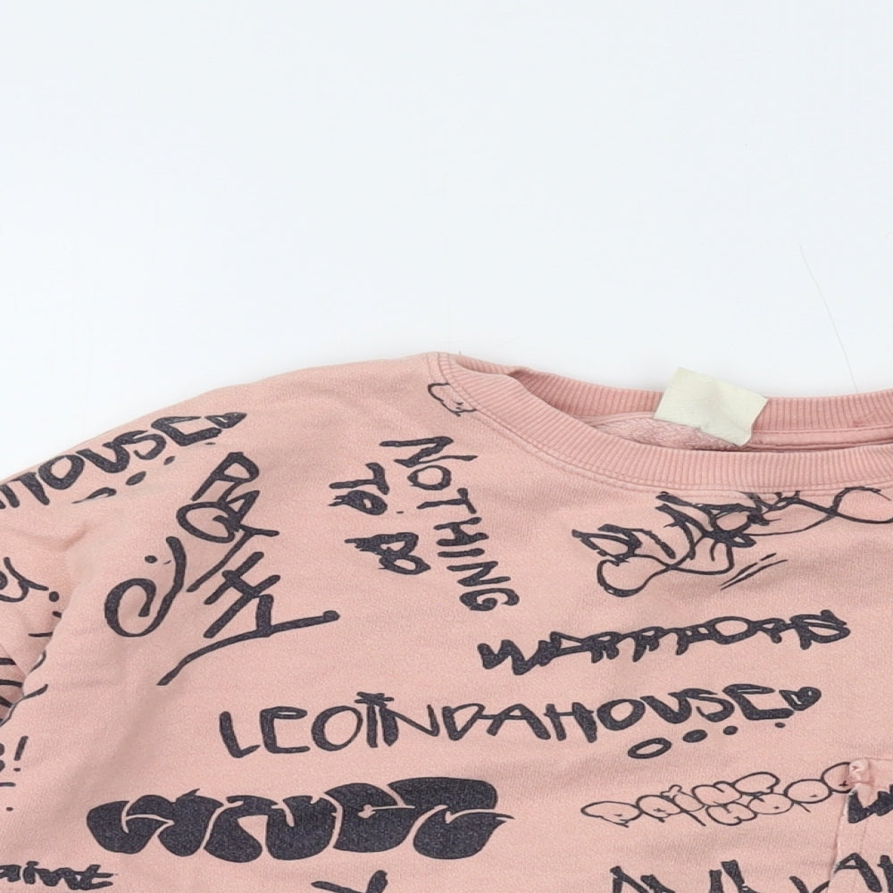 Zara Girls Pink Geometric Cotton Pullover Sweatshirt Size 9-10 Years Pullover
