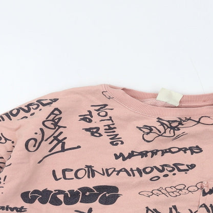 Zara Girls Pink Geometric Cotton Pullover Sweatshirt Size 9-10 Years Pullover