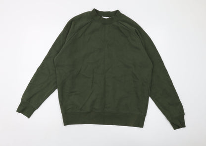Topman Mens Green Cotton Pullover Sweatshirt Size M