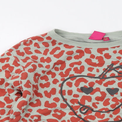 Uniqlo Girls Green Animal Print Cotton Pullover Sweatshirt Size 9-10 Years Pullover