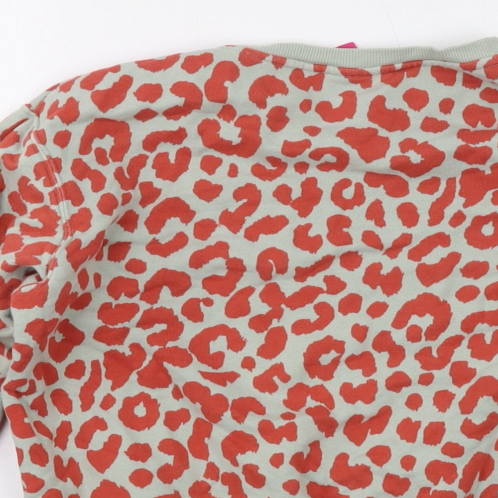 Uniqlo Girls Green Animal Print Cotton Pullover Sweatshirt Size 9-10 Years Pullover