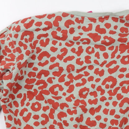 Uniqlo Girls Green Animal Print Cotton Pullover Sweatshirt Size 9-10 Years Pullover