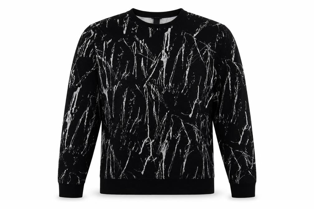 H&M Mens Black Geometric Polyester Pullover Sweatshirt Size M