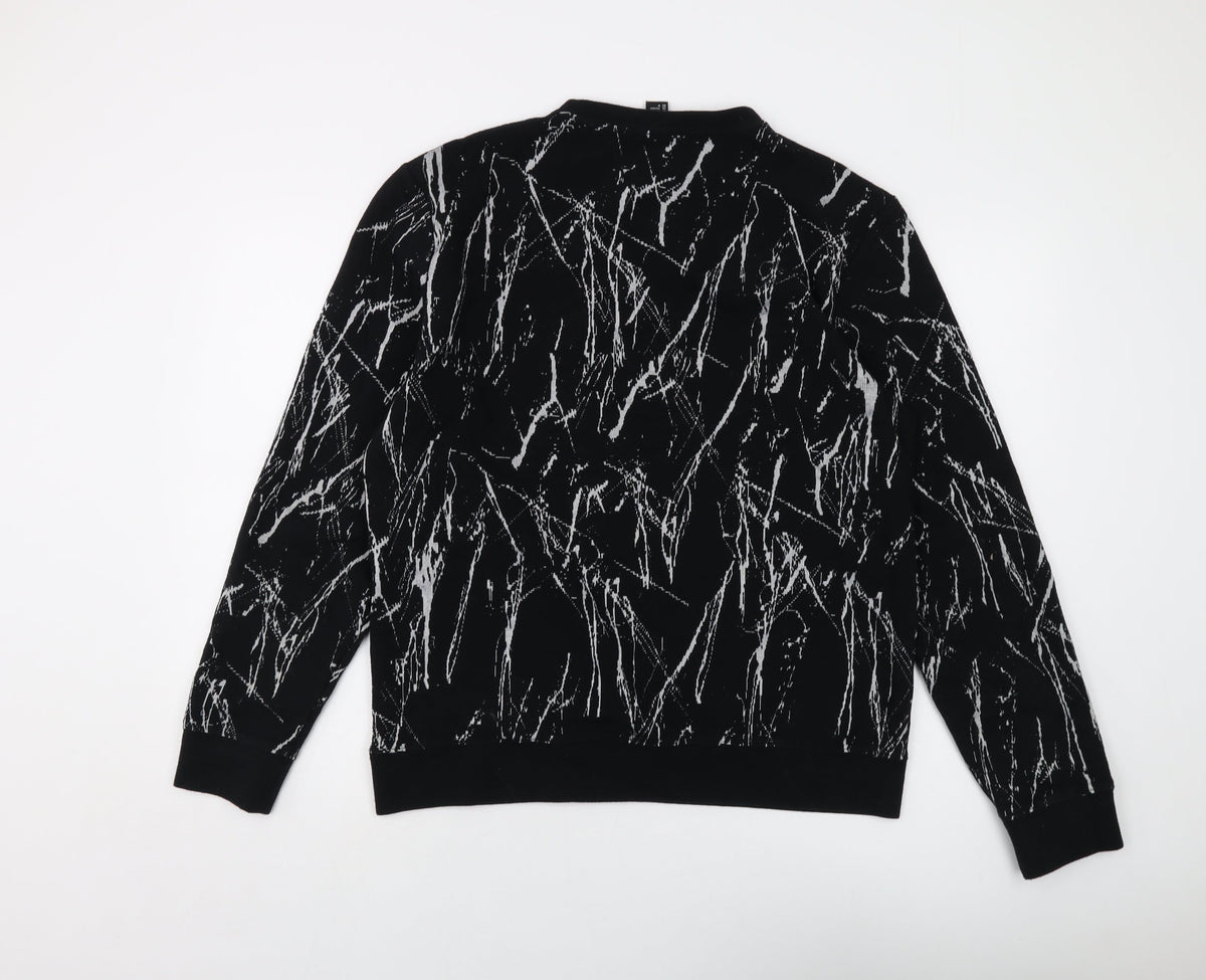 H&M Mens Black Geometric Polyester Pullover Sweatshirt Size M