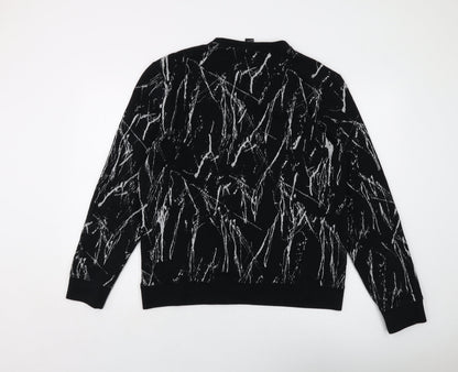 H&M Mens Black Geometric Polyester Pullover Sweatshirt Size M