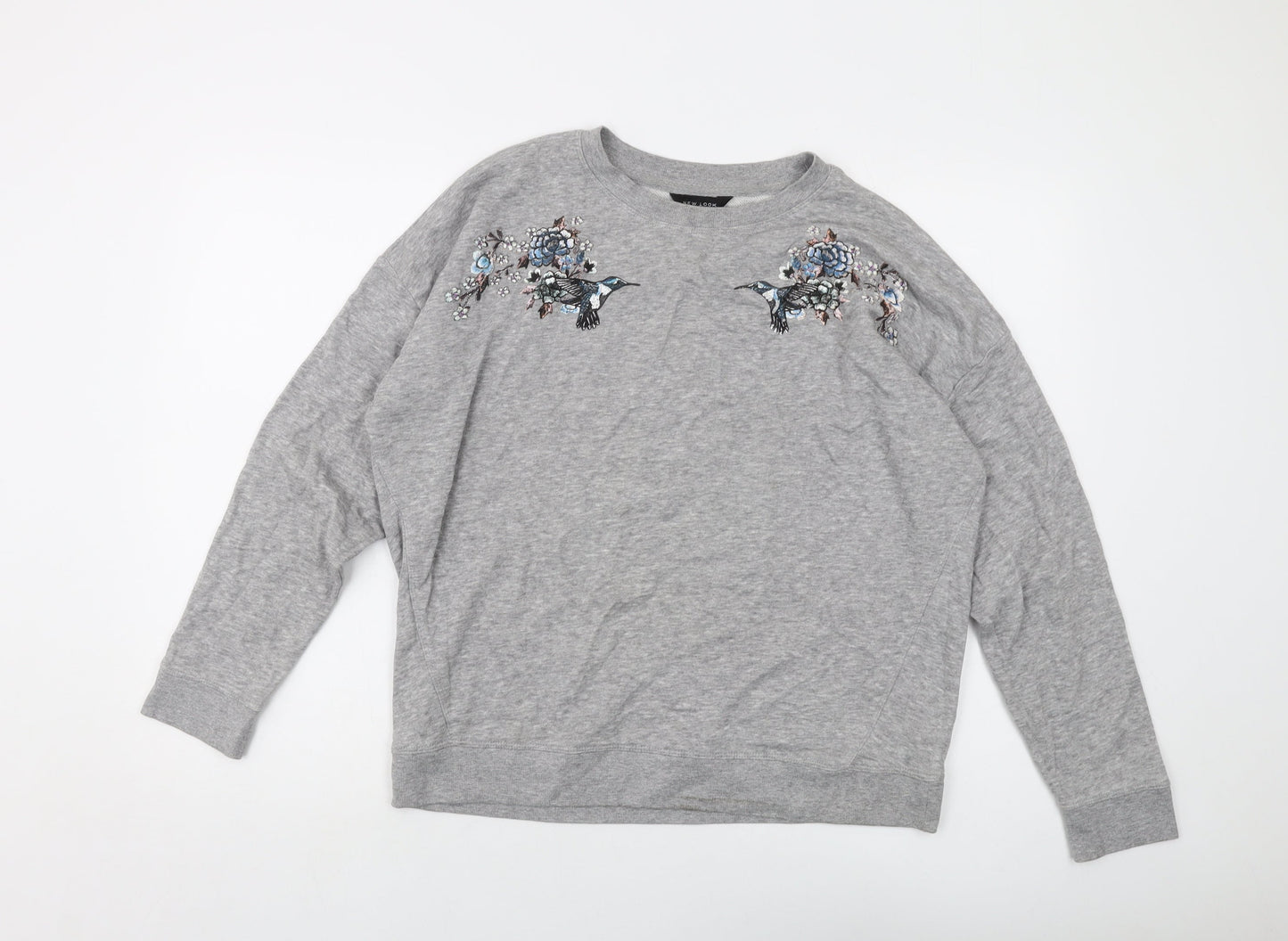 New Look Womens Grey Cotton Pullover Sweatshirt Size XS Pullover