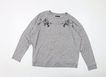 New Look Womens Grey Cotton Pullover Sweatshirt Size XS Pullover