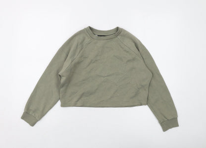 New Look Girls Green Cotton Pullover Sweatshirt Size 10-11 Years Pullover