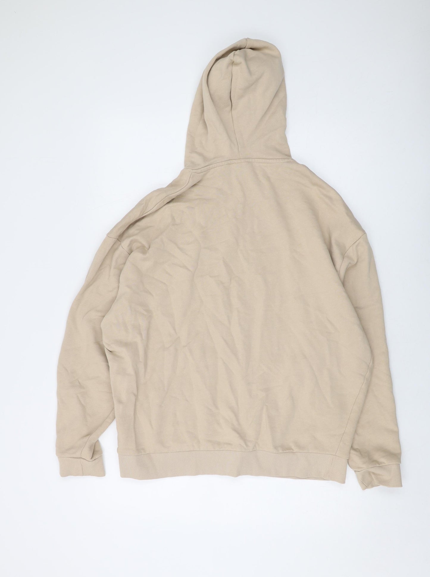 Asoso Mens Beige Cotton Pullover Hoodie Size L