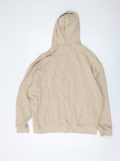 Asoso Mens Beige Cotton Pullover Hoodie Size L