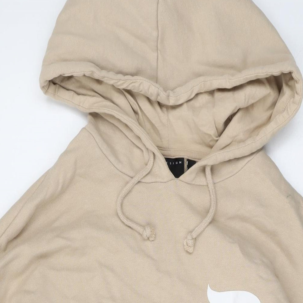 Asoso Mens Beige Cotton Pullover Hoodie Size L
