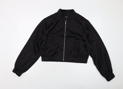 Womens UK Size 10 Boohoo Black Bomber Jacket