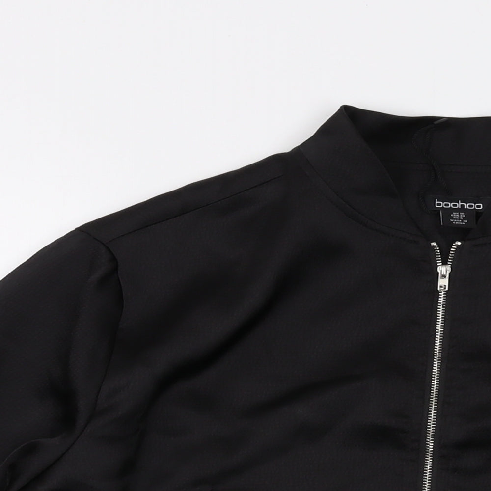 Womens UK Size 10 Boohoo Black Bomber Jacket