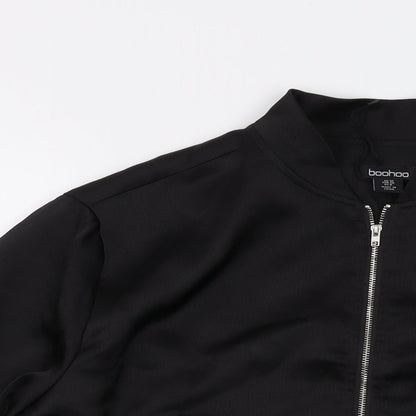 Womens UK Size 10 Boohoo Black Bomber Jacket