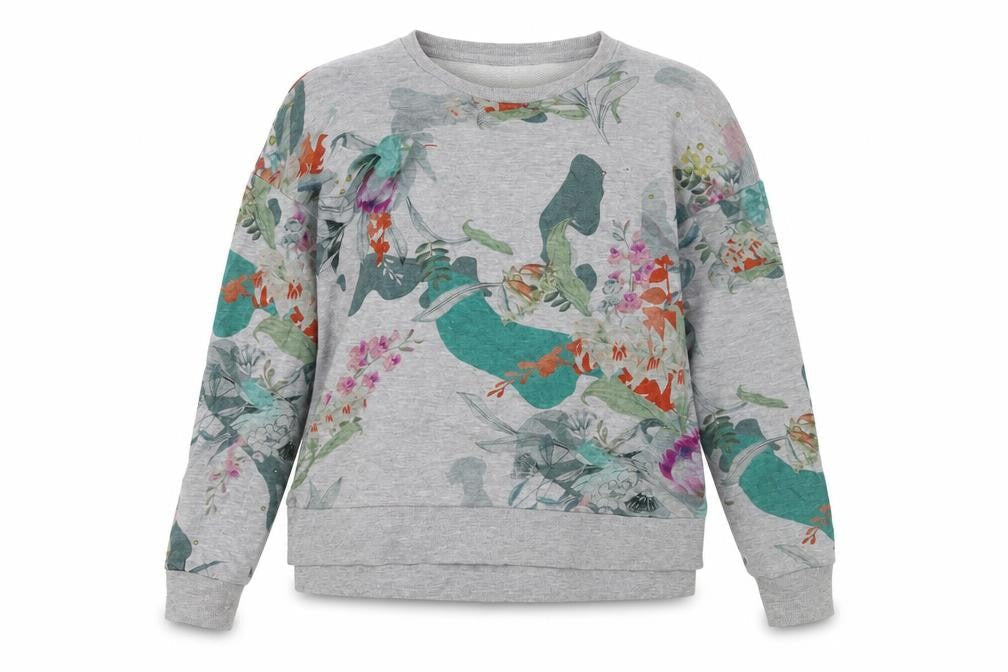 Next Womens Grey Floral Cotton Pullover Sweatshirt Size 8 Pullover