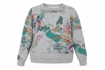 Next Womens Grey Floral Cotton Pullover Sweatshirt Size 8 Pullover