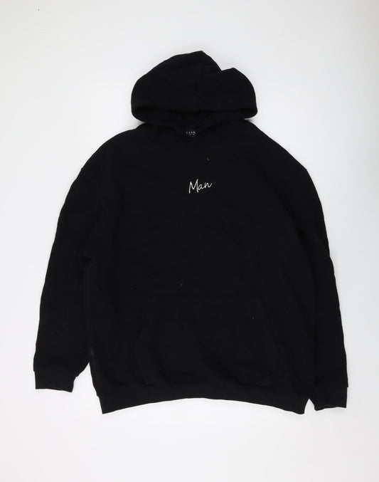 Mens UK Size S Boohoo Black Pullover Hoodie