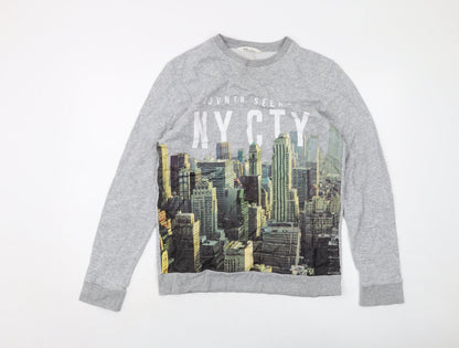 H&M Girls Grey Cotton Pullover Sweatshirt Size 14 Years Pullover
