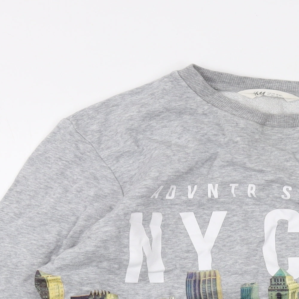 H&M Girls Grey Cotton Pullover Sweatshirt Size 14 Years Pullover