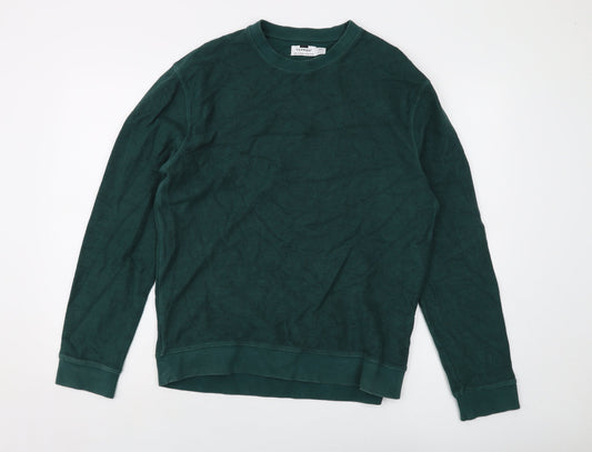Topman Mens Green Cotton Pullover Sweatshirt Size M