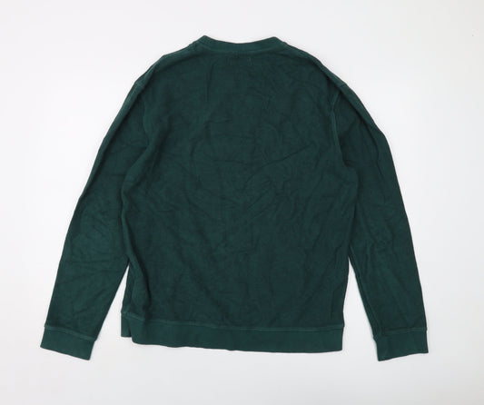 Topman Mens Green Cotton Pullover Sweatshirt Size M