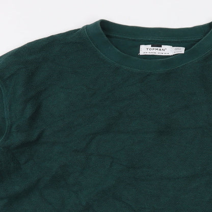 Topman Mens Green Cotton Pullover Sweatshirt Size M