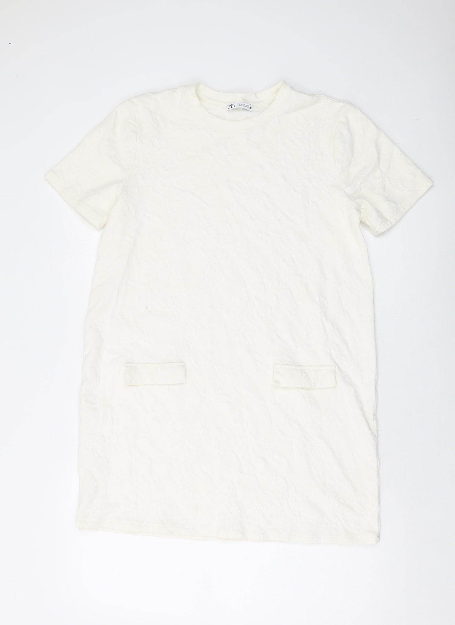 Womens UK Size M Zara Ivory Tunic T-Shirt
