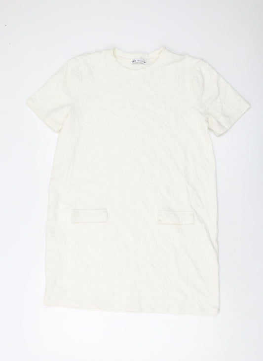 Womens UK Size M Zara Ivory Tunic T-Shirt