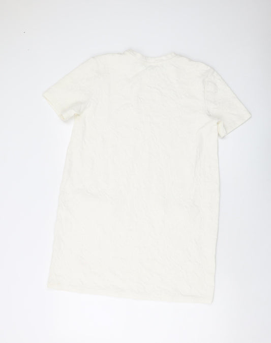 Womens UK Size M Zara Ivory Tunic T-Shirt