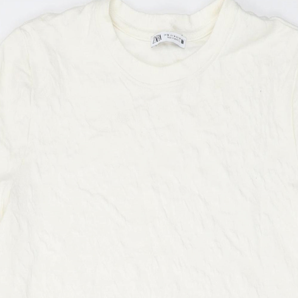 Womens UK Size M Zara Ivory Tunic T-Shirt