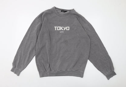 Mens UK Size S Boohoo Grey Pullover Sweatshirt
