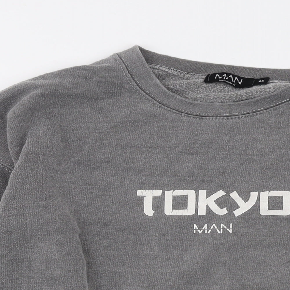 Mens UK Size S Boohoo Grey Pullover Sweatshirt