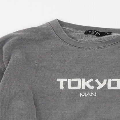 Mens UK Size S Boohoo Grey Pullover Sweatshirt