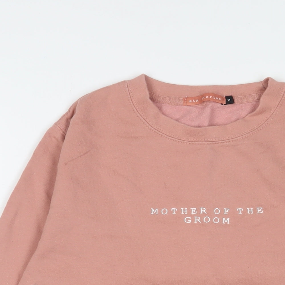 six stories Womens Pink Cotton Pullover Sweatshirt Size S Pullover - Mother of the groom